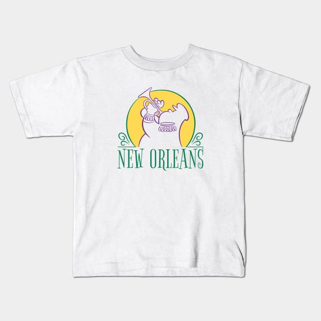 New Orleans Jazz Music Kids T-Shirt by Cedric Hohnstadt